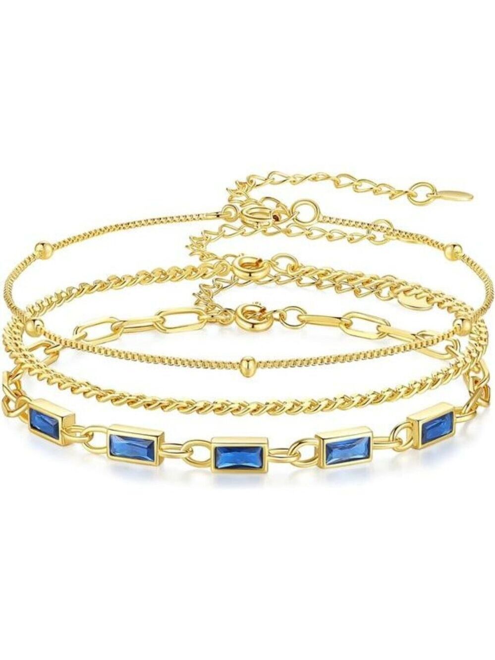Gold Birthstone Bracelet Set for Women 18K Gold Plated Layered Stackable Jewelry